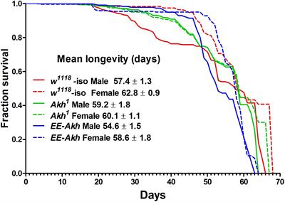 Disruption of Adipokinetic Hormone Mediated Energy Homeostasis Has Subtle Effects on Physiology, Behavior and Lipid Status During Aging in Drosophila